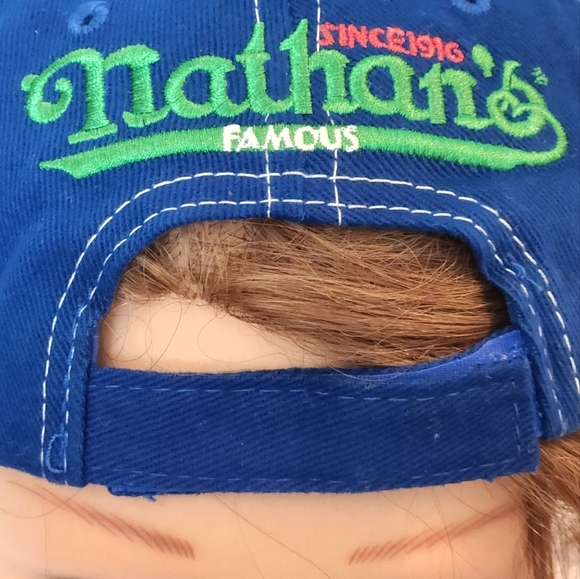 New York Mets Old School SGA Nathans Famous Hot Dogs Adjustable Hat Rare Vintage - Picture 4 of 4